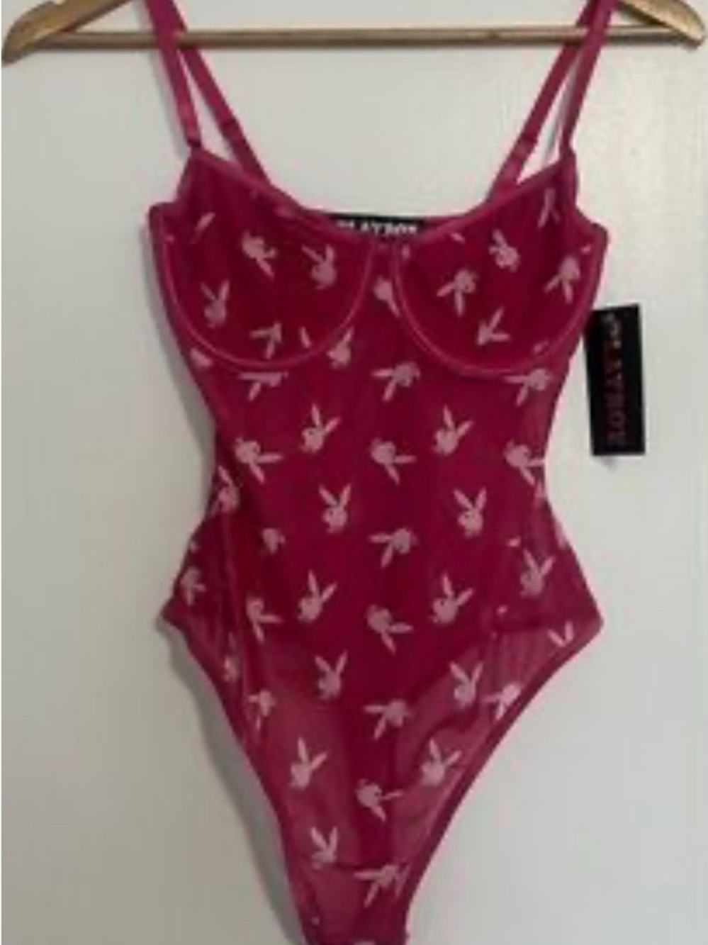 PLAYBOY Sheer Bunny Logo Bodysuit